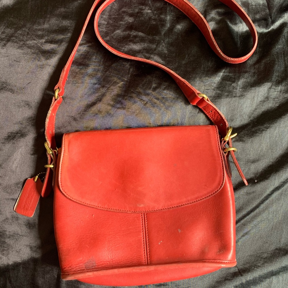 Vintage Coach Red Crossbody Handbag